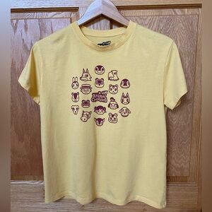 New Horizons Animal Crossing Yellow T-Shirt Size Small 100% Cotton